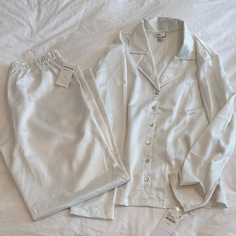 White Satin Pajama Set